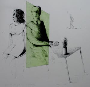 Kees Spermon - zeefdruk: conversation piece green - 1973 kopen? Bied vanaf 45!