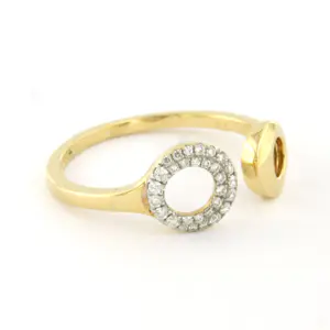 18k bicolour gouden ring met briljant geslepen diamant tot. 0.14ct – F/G - VS/SI kopen? Bied vanaf 260!