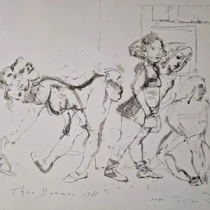Theo Daamen - in 1988 gemaakt aquarel/inkt op papier "uitslover" met persoonlijke opdracht kaufen? Bieten Sie von 54!
