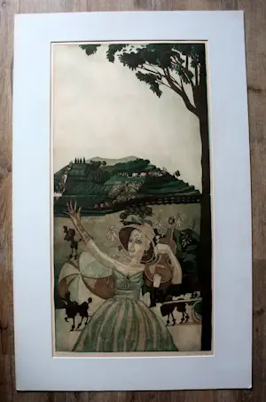 Cees Landsaat - Ets/aquatint: De parade II - 1977 kopen? Bied vanaf 49!