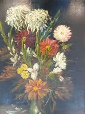 Niet of onleesbaar gesigneerd - Bloemstilleven (19e eeuw) verkocht voor € 1!