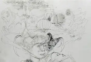 Joost Roelofsz - 4 originele ontwerpschetsen voor (boek)illustratie + uitnodiging opening kopen? Bied vanaf 125!