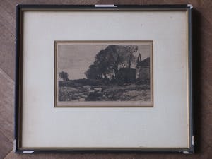 Chris van der Windt - Boerderij met hooiberg aan een sloot - Ets kopen? Bied vanaf 50!