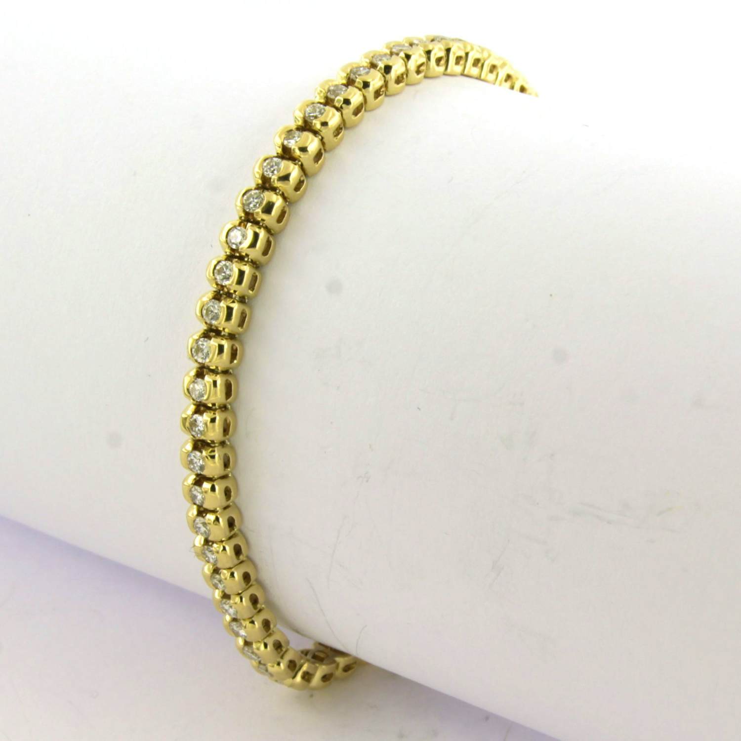 18k geel gouden tennisarmband met briljant geslepen diamant tot. circa 1.80ct kopen? Bied vanaf 2300!