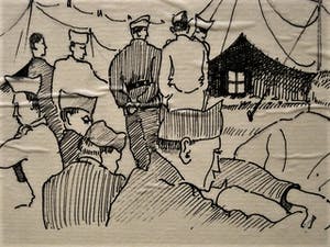 Niet of onleesbaar gesigneerd - 1940 - 3 x tekening "STALAG IX A Ziegenhain" W.O.II - gesigneerd kopen? Bied vanaf 1!