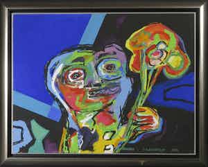 Arnold Zweerman - Gouache, Bloemen - Ingelijst verkocht voor € 1!