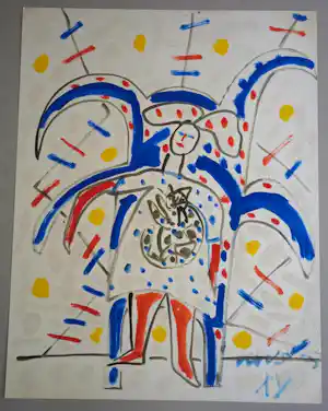 Armand Avril - Grote originele gouache (65 x 50 cm) – Speelse abstracte compositie kaufen? Bieten Sie von 449!