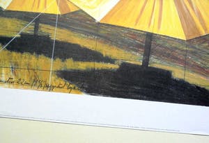 Christo - The Yellow Umbrellas Project US handgesigneerd met waskrijt - inc. Stofmonster kopen? Bied vanaf 101!