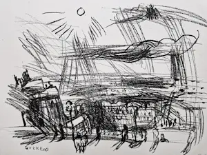 Ed Dukkers - Twee monochrome jaren 60 Litho's "Zandvoort en Familie" potloodgesigneerd kopen? Bied vanaf 37!