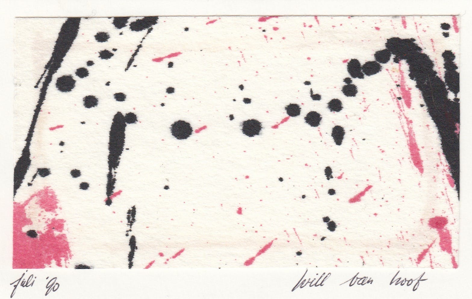 Niet of onleesbaar gesigneerd - Abstract : verf op papier. Gesigneerd voor en achterzijde 1990. kopen? Bied vanaf 1!