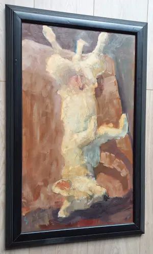 Pieter Pander - Slapende hond, olieverf op hardboard (ingelijst) kopen? Bied vanaf 1000!