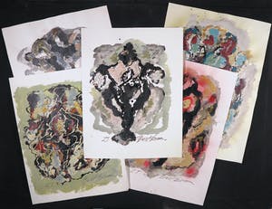 Bert Braam - Lot van vijf schilderingen op papier kopen? Bied vanaf 1!