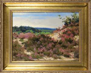 Jan Stapper - Olieverf op paneel, Heideveld verkocht voor € 100!