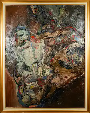 Henk Schuring - Olieverf op doek, Abstracte compositie - Ingelijst (Groot) verkauft für € 60!