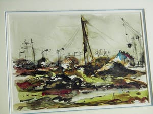 Martinus Leonardus Middelhoek - Aquarel - Huizen in aanbouw Brielle 1965 kopen? Bied vanaf 45!