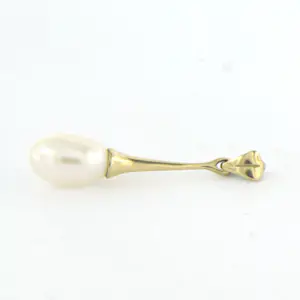 14k geel gouden hanger met een parel - afm. 2.5 cm x 5.9 mm - 0.8 gram kopen? Bied vanaf 90!