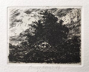 Simon Koene - Huisje met bomengroep bij stormachtig weer (1) kopen? Bied vanaf 10!