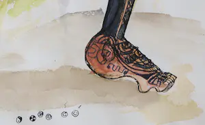 Hein Dingemans - Gemengde techniek op papier, Jij daar - Ingelijst kopen? Bied vanaf 70!