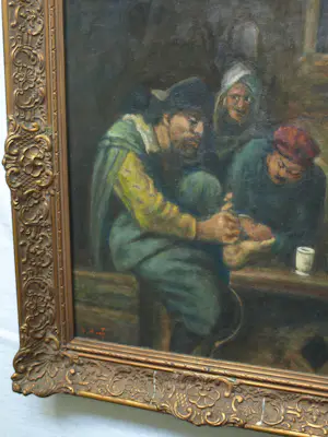 Jakob van Hoof - Olieverf op doek, Bij de Dokter I – Lijst, 64 x 54 cm. kopen? Bied vanaf 90!