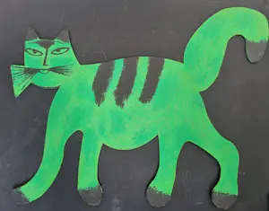 Corneille - Metalen sculptuur Groene kat met vogel / Chat Vert Avec Oiseau kopen? Bied vanaf 525!