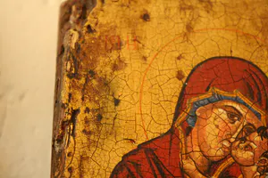 Niet of onleesbaar gesigneerd - Antiek Houten Icoon Our Lady of Mercy (1350) kopen? Bied vanaf 1!