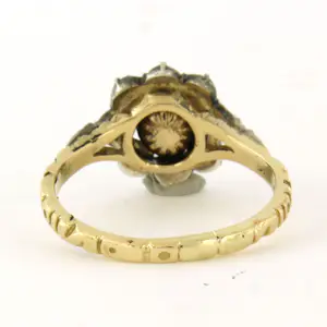 14k geel goud met zilveren ring bezet met roos diamanten tot. 0.20ct -G/H - SI kopen? Bied vanaf 360!