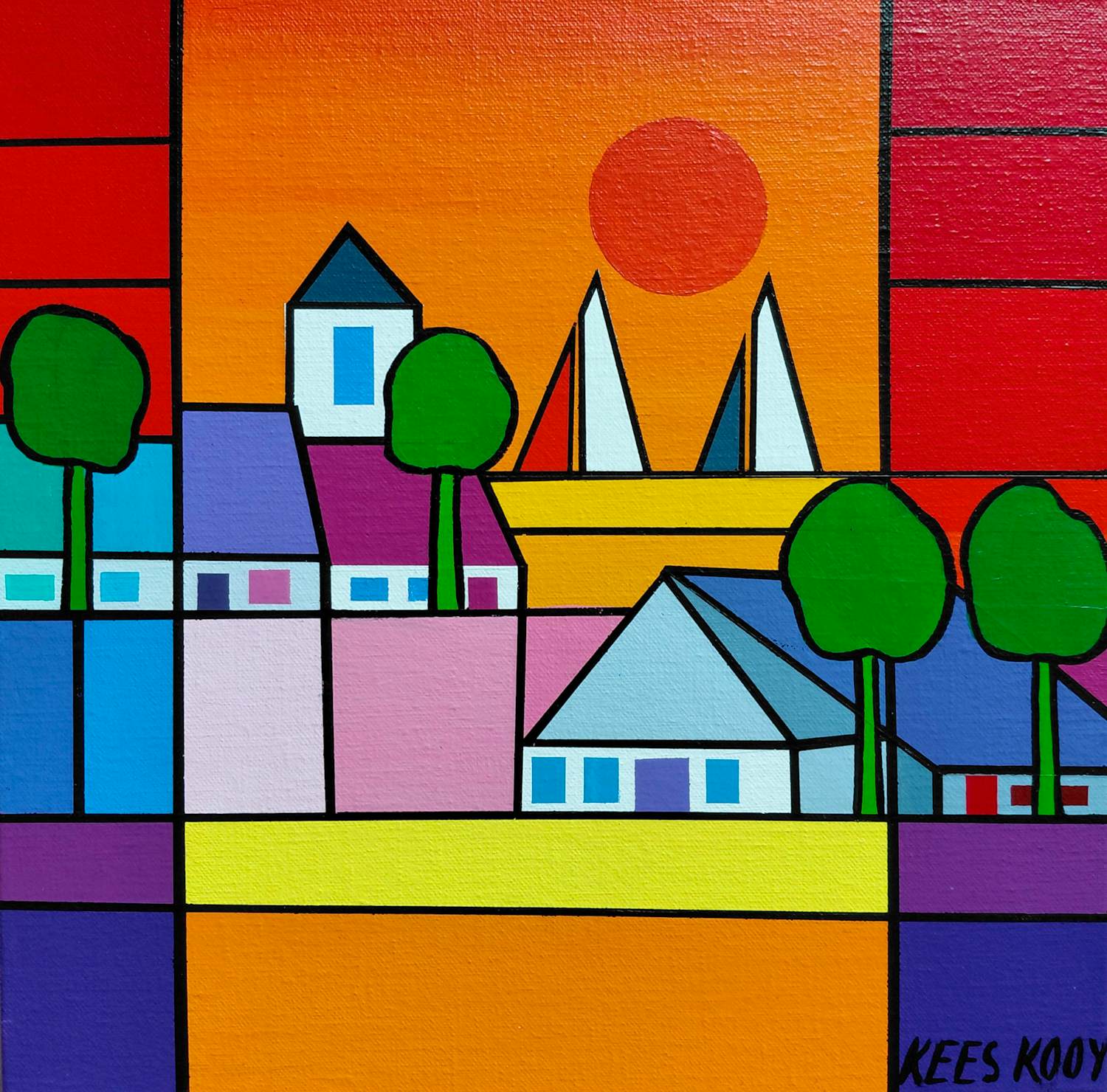 Kees Kooy - Summer Sailing, acrylverf op doek kopen? Bied vanaf 225!