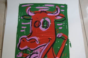 Peter Klashorst - zeefdruk cow in green - gesigneerd en genummerd 26/28 kopen? Bied vanaf 35!