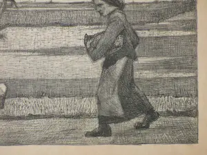 Chris Beekman - Arbeidster langs vaart - Litho kopen? Bied vanaf 70!