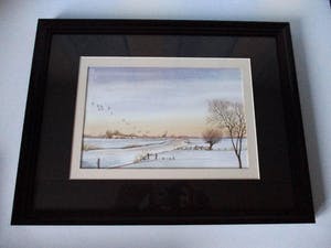 Ari Stolk - Winterlandschap dorpje, molen en vogels kopen? Bied vanaf 30!