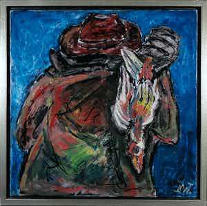 Martin van Wordragen - Olieverf op doek, Stroper met buit - Ingelijst (Groot) verkocht voor € 250!