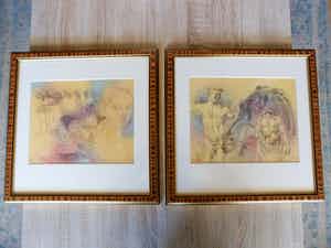 Enric Adsera Riba - 2 Etsen , Titel. Historia del site. mooi ingelijst verkocht voor € 45!