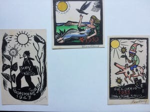 Han Krug - Houtsnedes gesigneerde Nieuwjaarskaarten kopen? Bied vanaf 40!