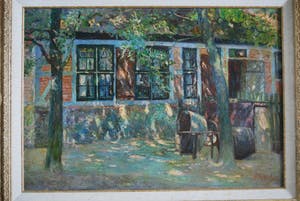 Max Metzoldt - zonnig erf - groot schilderij kopen? Bied vanaf 750!