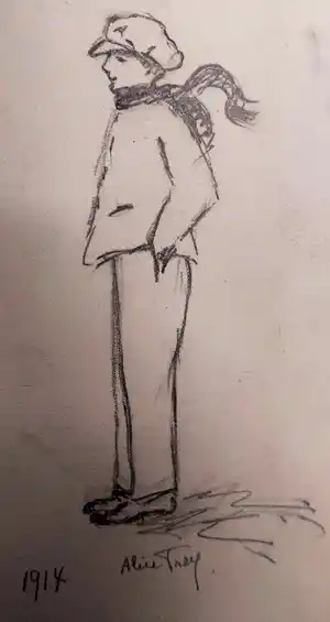 Alice Frey - originele vroege dubbelzijdige tekening uit 1914 verkauft für € 54!