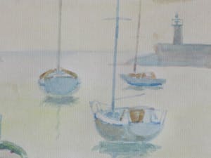 Jos van den Berg - Havengezicht bij kalm weer - Aquarel kopen? Bied vanaf 50!