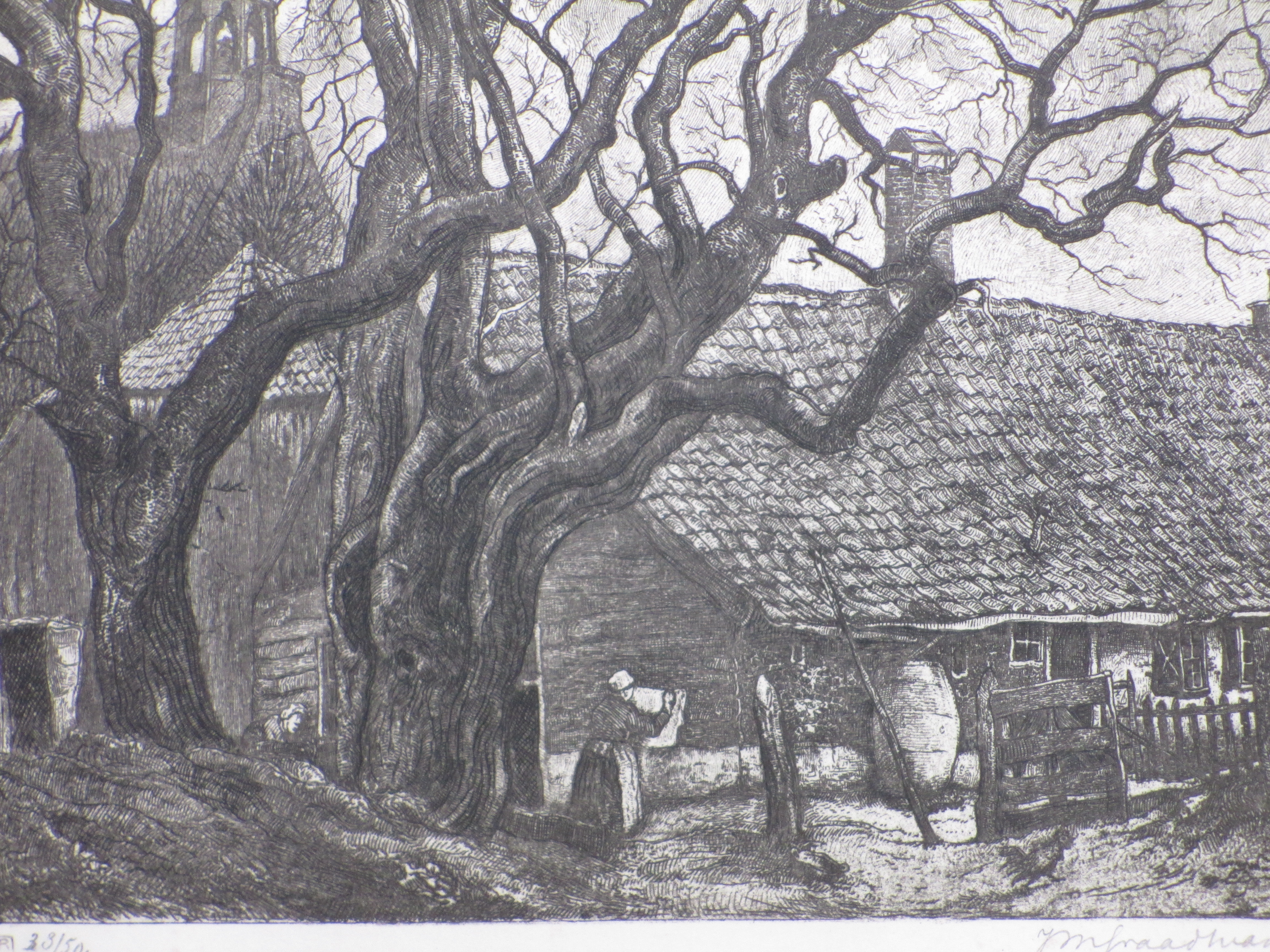 Johannes Graadt van Roggen - Achter de kerk te Bergen - Ets kopen? Bied vanaf 100!