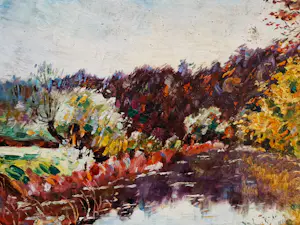 Niet of onleesbaar gesigneerd - ca1930 impressionistisch geschilderd rivier landschap - gesigneerd kopen? Bied vanaf 1!
