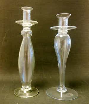 Royal Leerdam - 2 glazen kandelaars verkocht voor € 25!