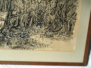 Jan Meijer - Ingelijste inkttekening , In het bos bij ?? Frankrijk - 1951 kopen? Bied vanaf 100!