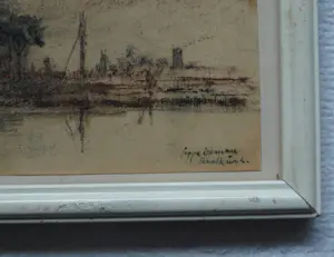 Poppe Damave - Ingelijste pasteltekening , Schalkwijk, Haarlem kopen? Bied vanaf 1!