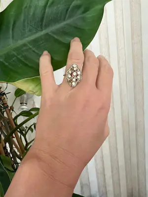 Vintage cocktailring van 14 karaat geelgoud met diamanten kopen? Bied vanaf 750!