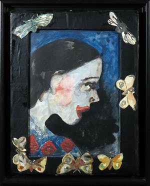Sandrine Lambert - Acryl en collage op papier en karton, Zonder titel - Ingelijst kopen? Bied vanaf 1!