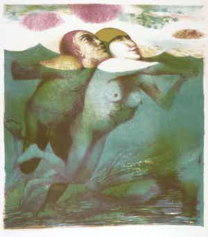 Nicolaas Wijnberg - Litho, Zwemmers verkocht voor € 60!