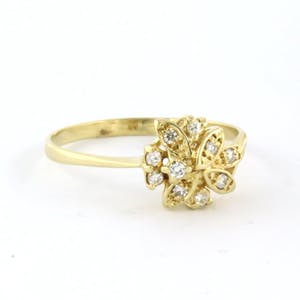 14k geel gouden ring bezet met briljant geslepen diamant totaal 0.10ct kopen? Bied vanaf 140!