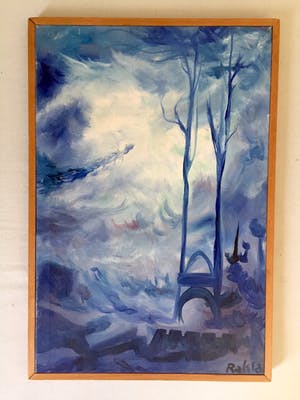 David Rakia - "Compositie in Blauw" - Olieverf op Doek kopen? Bied vanaf 60!