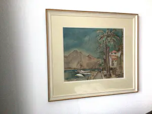 Germ de Jong - "Kustplaats Zuid-Frankrijk" - 1957 - Gem. Techn. - Ingelijst - Zeer goed kopen? Bied vanaf 400!