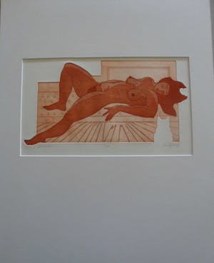 Ank Spronk - Kleur ets / Preegdruk. Titel, "Dromend". kopen? Bied vanaf 45!