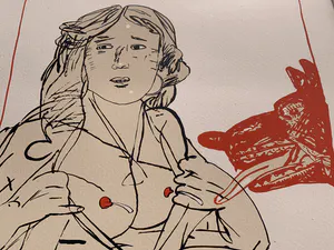 Pat Andrea - Ontklede vrouw met aggresieve hond kopen? Bied vanaf 70!