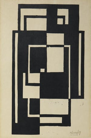 Lajos Kassak - Linosnede, Abstracte Compositie kopen? Bied vanaf 100!